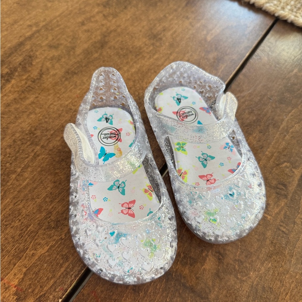 Wonder Nation Silver Glitter Jelly Sandals